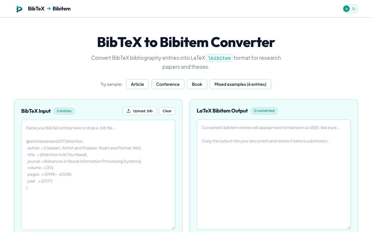 BibTeX to Bibitem Converter preview