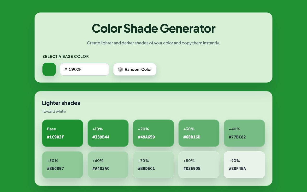 Color Shade Generator preview
