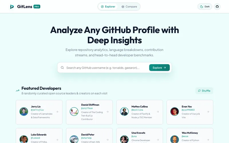 Screenshot of GitHub Profile Analyzer