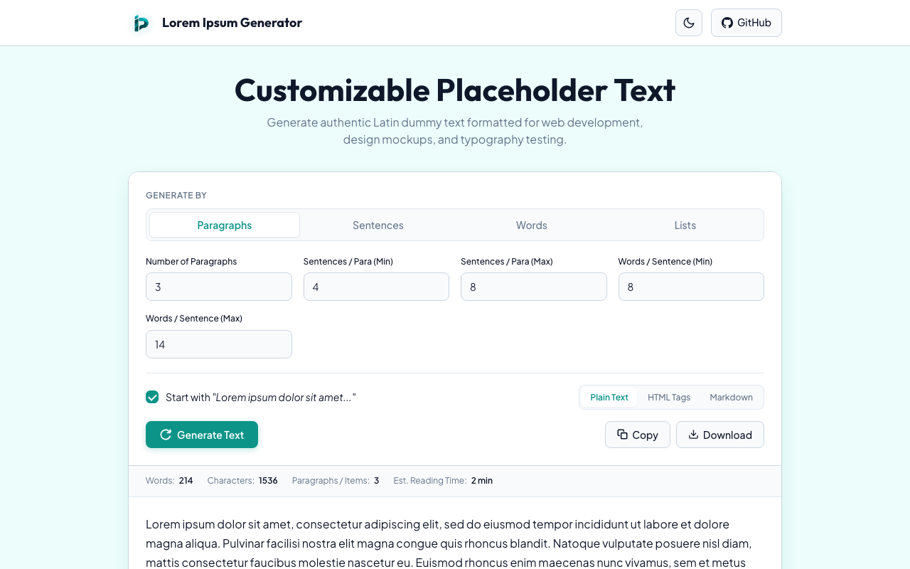 Lorem Ipsum Generator preview