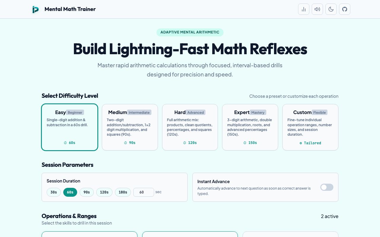 Mental Math Trainer preview