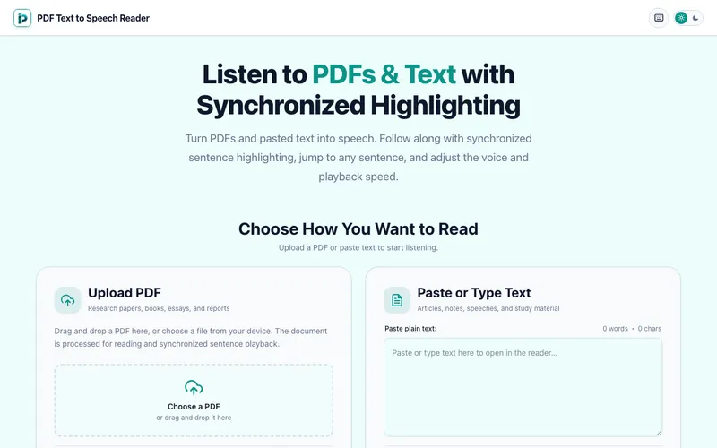Screenshot of PDF Text-to-Speech Reader